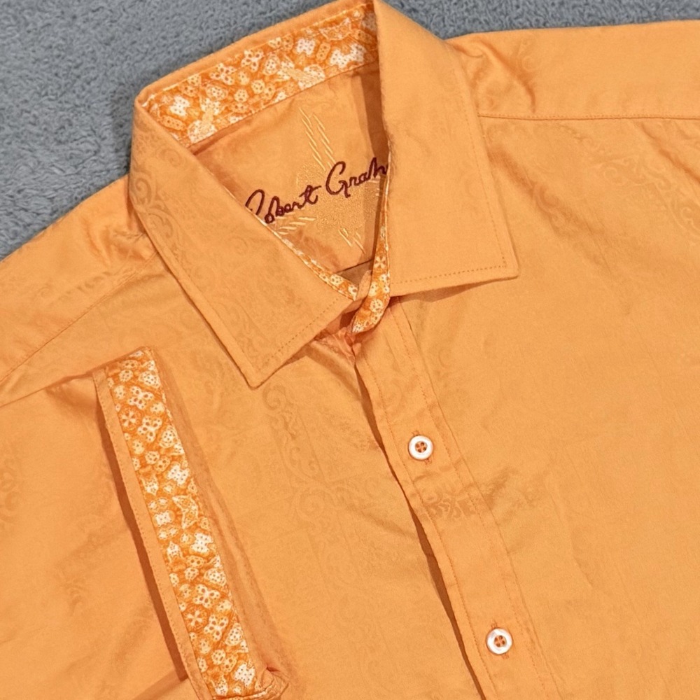 Robert Graham Men's M Classic Fit Paisley Floral Button Flip Cuffs Short Sleeve
